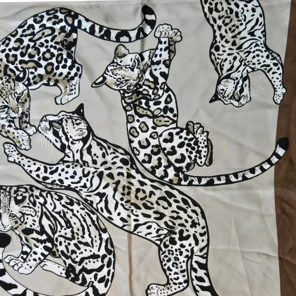 Banana Republic Large Signature Silk Leopard Print Scarf Safari 43